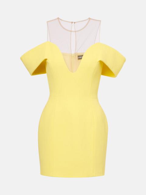 Off-shoulder wool crêpe minidress