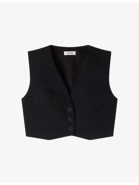 V-Neck Cropped Woven Top