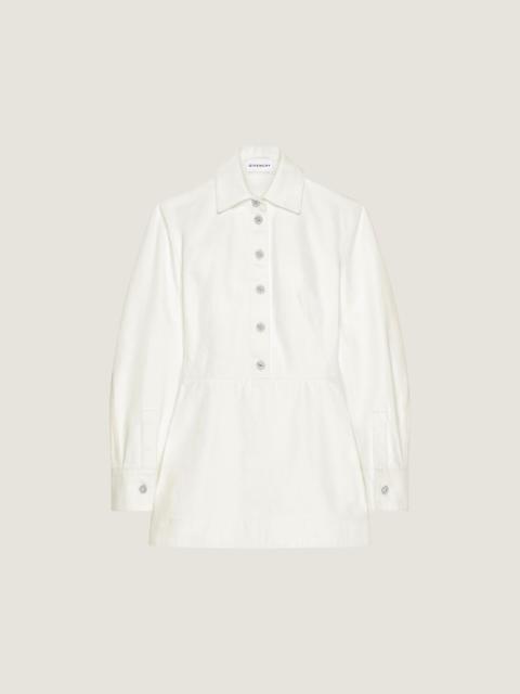 COCOON MINI DRESS IN WHITE DENIM