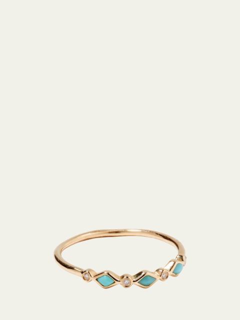 Turquoise Bezel & Diamond Stacking Ring