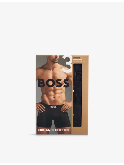 BOSS ONE x David Beckham Logo-Waistband Pack of Three Stretch-Cotton Boxers