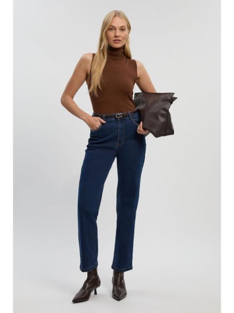 Denim Stud Straight Leg Jean