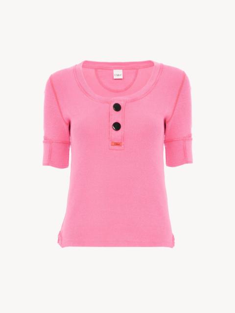 SHORT-SLEEVE HENLEY SHIRT IN COTTON JERSEY