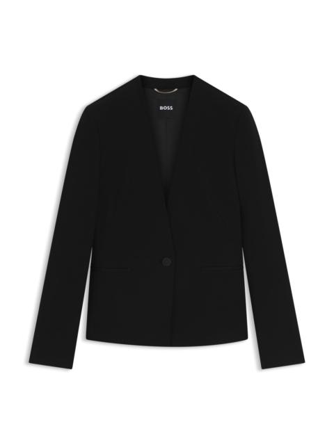 COLLARLESS REGULAR-FIT BLAZER WITH HARDWARE BUTTON