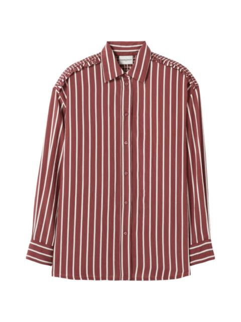 striped ruffled shirt