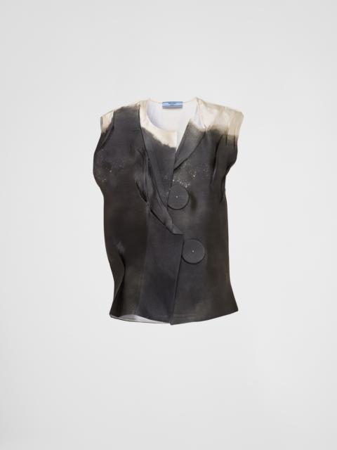 Printed satin top