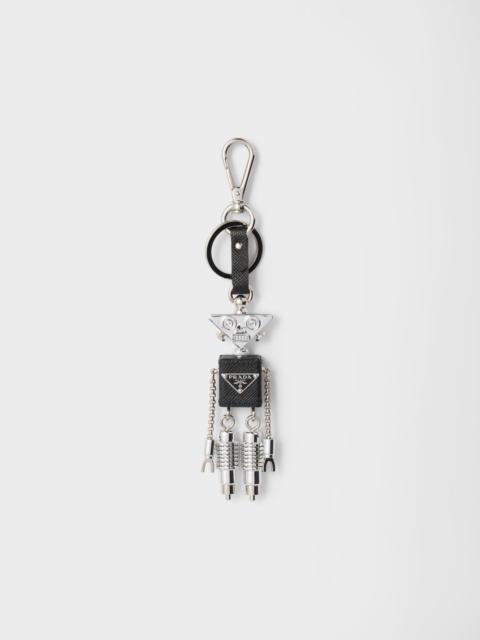 Robot Saffiano leather keychain charm