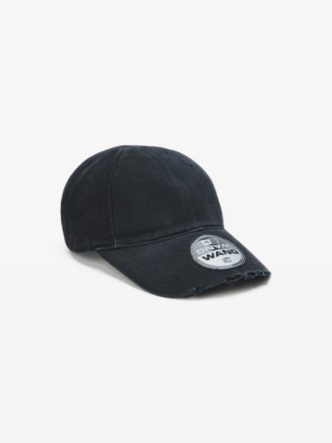 Logo Sticker Cap in Distressed Cotton Twill
