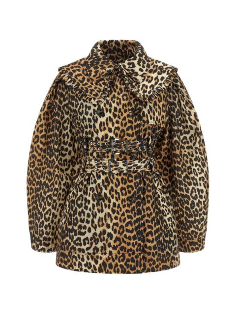 ruffle leopard trench coat