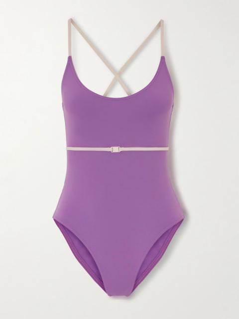 Lilas Sharon belted two-tone swimsuit Purple