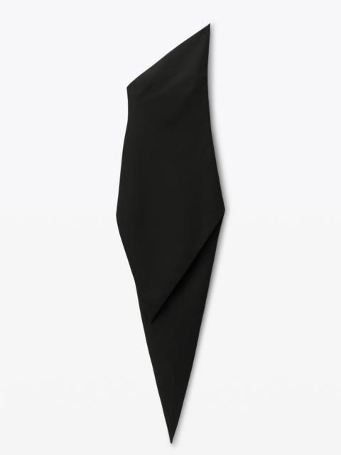 asymmetric slit maxi dress in wool twill