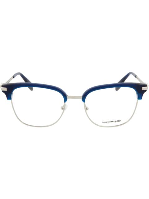 Alexander McQueen Round-Frame Metal Optical Frames Silver Silver Transparent (AM0152O-30002600-004)