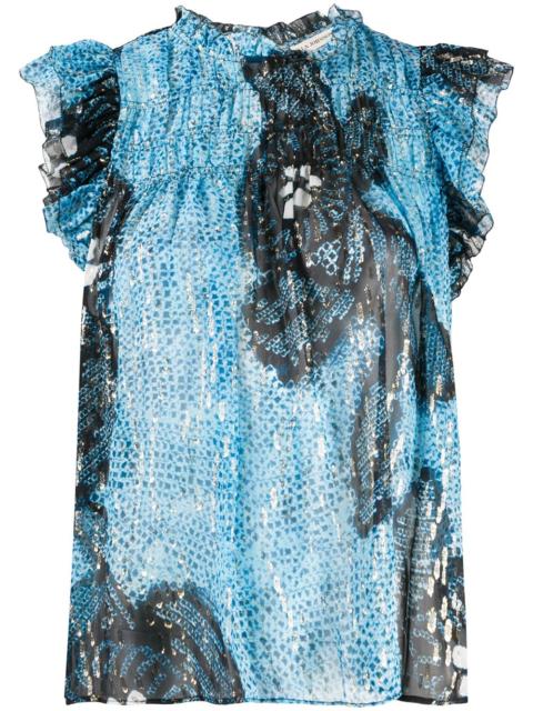 abstract print sleeveless blouse