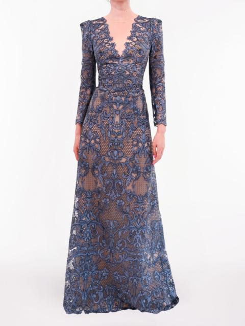 NOCTURNES LONG SLEEVE LACE GOWN