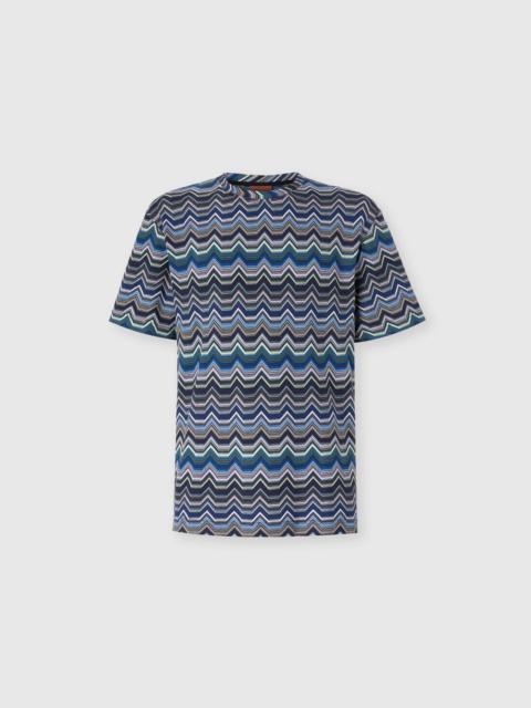 Crew Neck T-Shirt with Geometric Zigzag