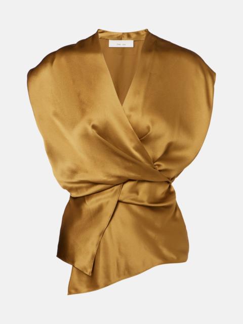 Silk satin wrap top