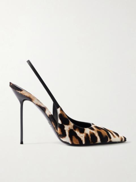 Lidia Leather-trimmed Leopard-print Calf-hair Slingback Pumps