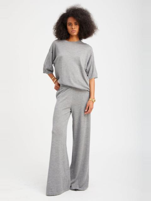 GREY CASHMERE WIDE LEG PANTS