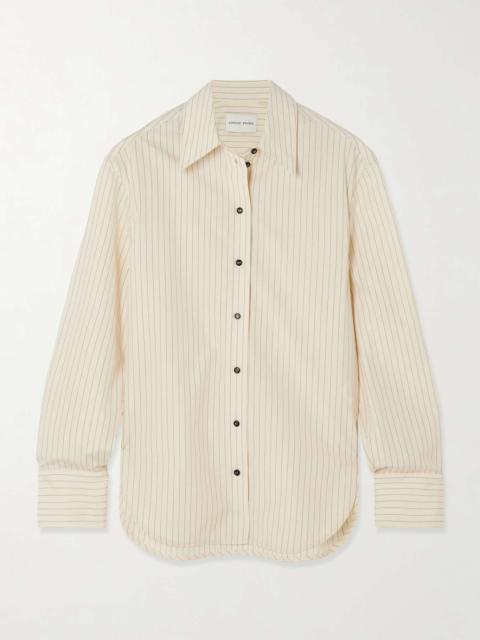 Alim pinstriped cotton-poplin shirt Ivory