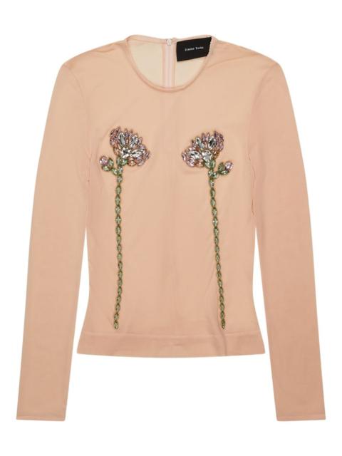 floral-embellished long-sleeve top