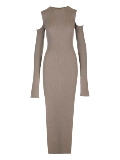 ribbed shoulder-cut maxi dress