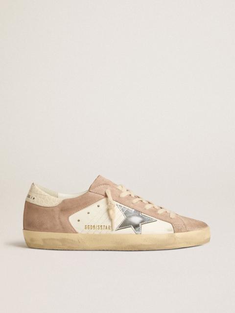 Women’s Super-Star sneakers in pink suede with silver metallic leather star
