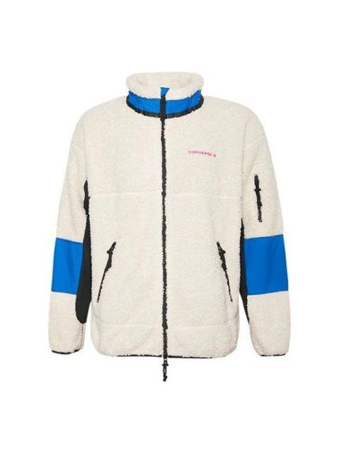 Converse Sherpa Jacket Polar Fleece Stay Warm Colorblock Casual Stand Collar 10018039-101
