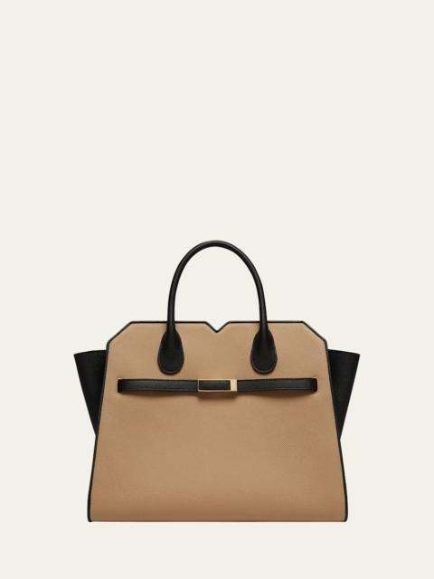 Milano Bicolor Leather Top-Handle Bag