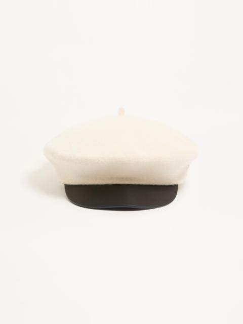 VALENTINO GARAVANI VLOGO SIGNATURE WOOL CAP WITH LEATHER VISOR