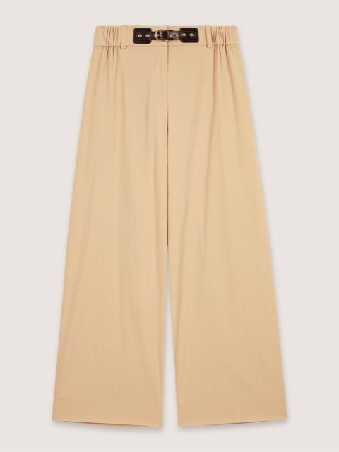 Wide-leg cotton trousers