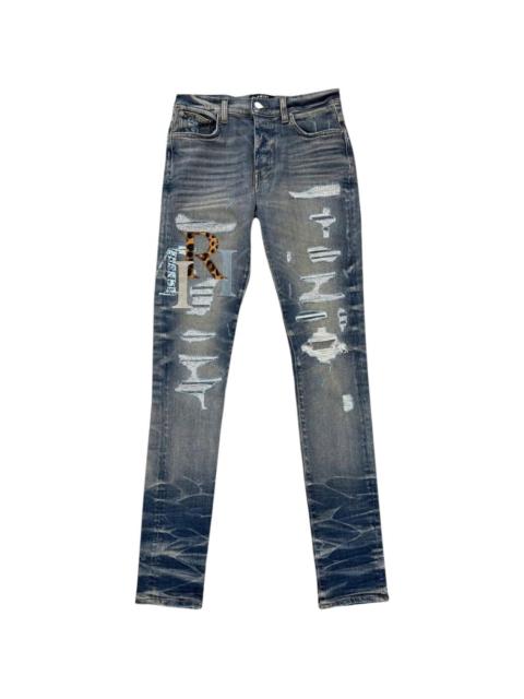 leather logo jeans
