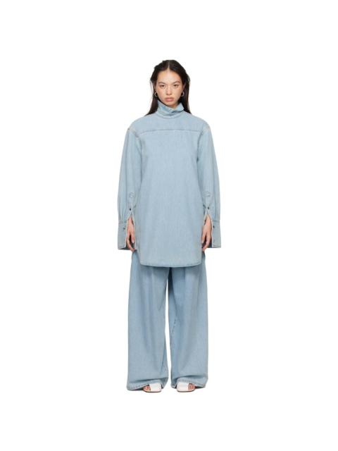 Blue Half-Button Denim Shirt