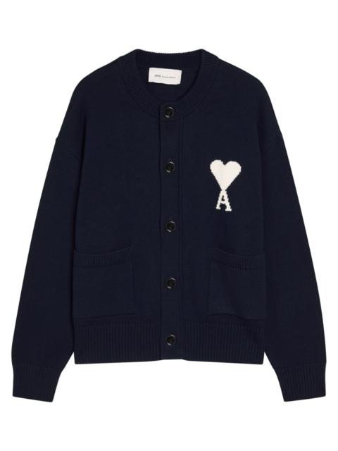 Ami Paris Logo-intarsia Wool-blend Cardigan