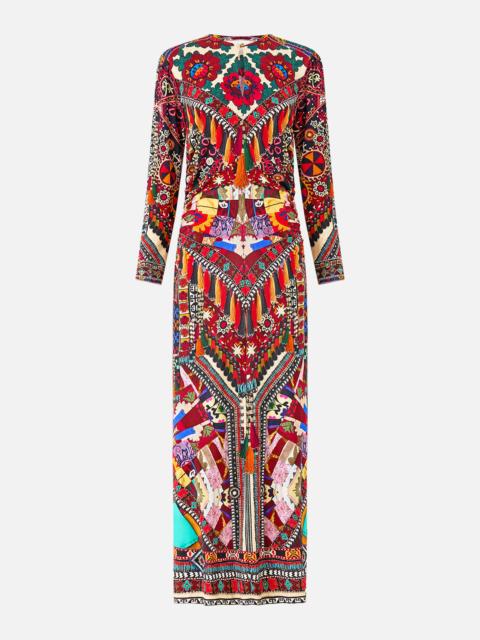 GATHERED JERSEY LONG DRESS