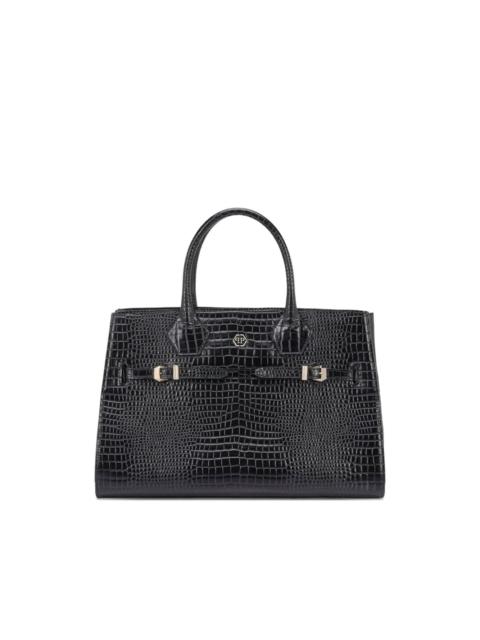 big crocodile-effect logo tote bag