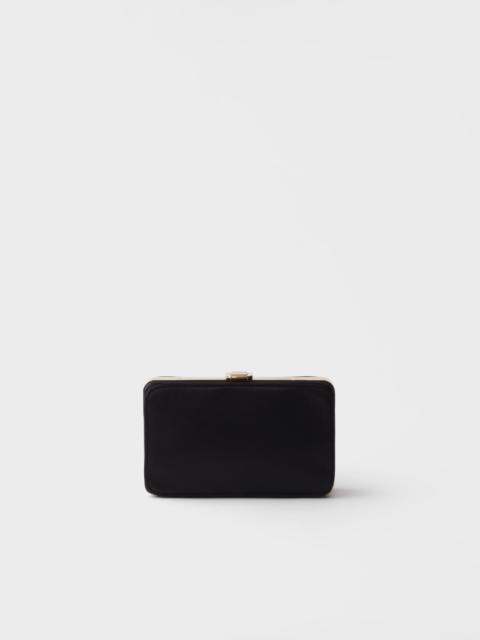 Satin mini-clutch with shoulder strap