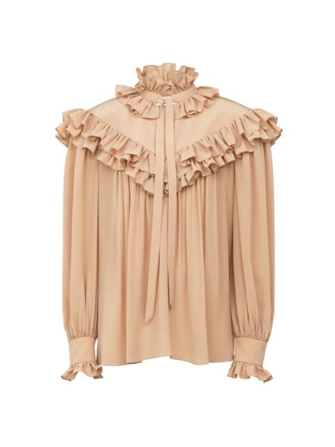 OVERSIZED RUFFLE TOP IN CRÊPE DE CHINE