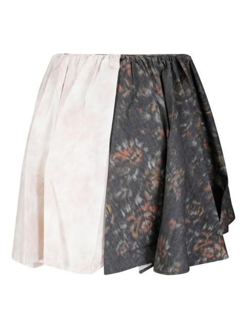 printed draped mini skirt
