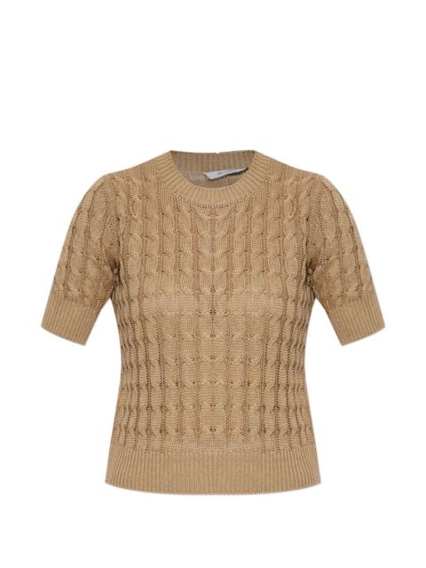 short-sleeve cable-knit top