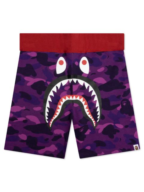 CRAZY CAMO SHARK SWEAT SHORTS - PURPLE
