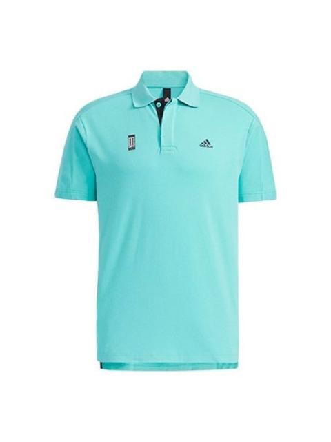 adidas Series Logo Solid Color Short Sleeve Polo Shirt Green GP0826