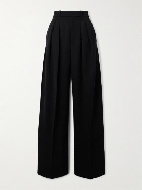 Pleated Wool Wide-leg Pants