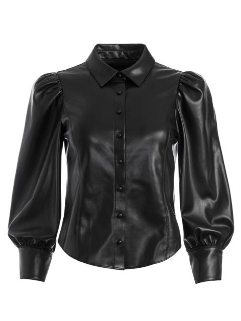 NADINE VEGAN LEATHER BUTTON DOWN