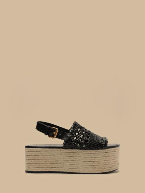 Black Woven Flatform Sandal