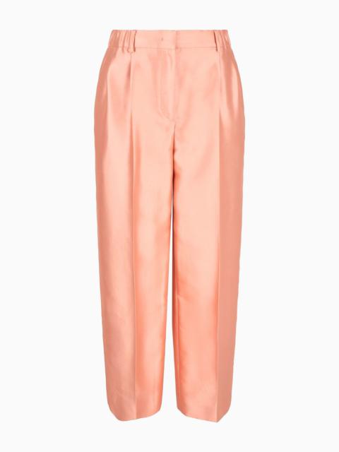 Wide-cut, silk-shantung trousers