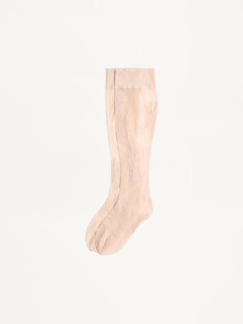 FLORAL LYCRA KNEE-HIGH SOCKS