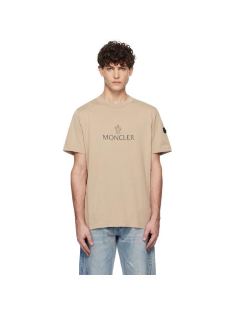 Beige Logo Cotton T-shirt