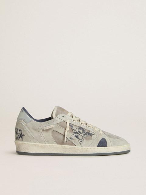 Men's Ball Star LTD in dove-gray and gray suede with pearl-gray leather heel tab