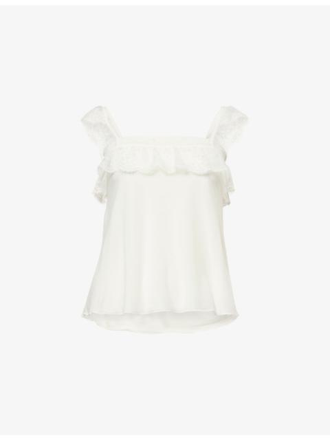 Meredith Lace-Trim Jersey Top