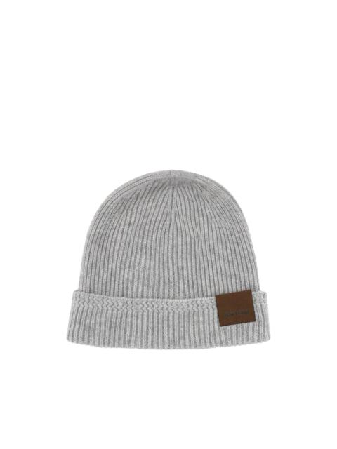 ribbed patch beanie